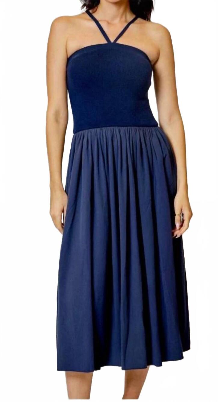 NEW DH NEW YORK aimee midi dress in navy